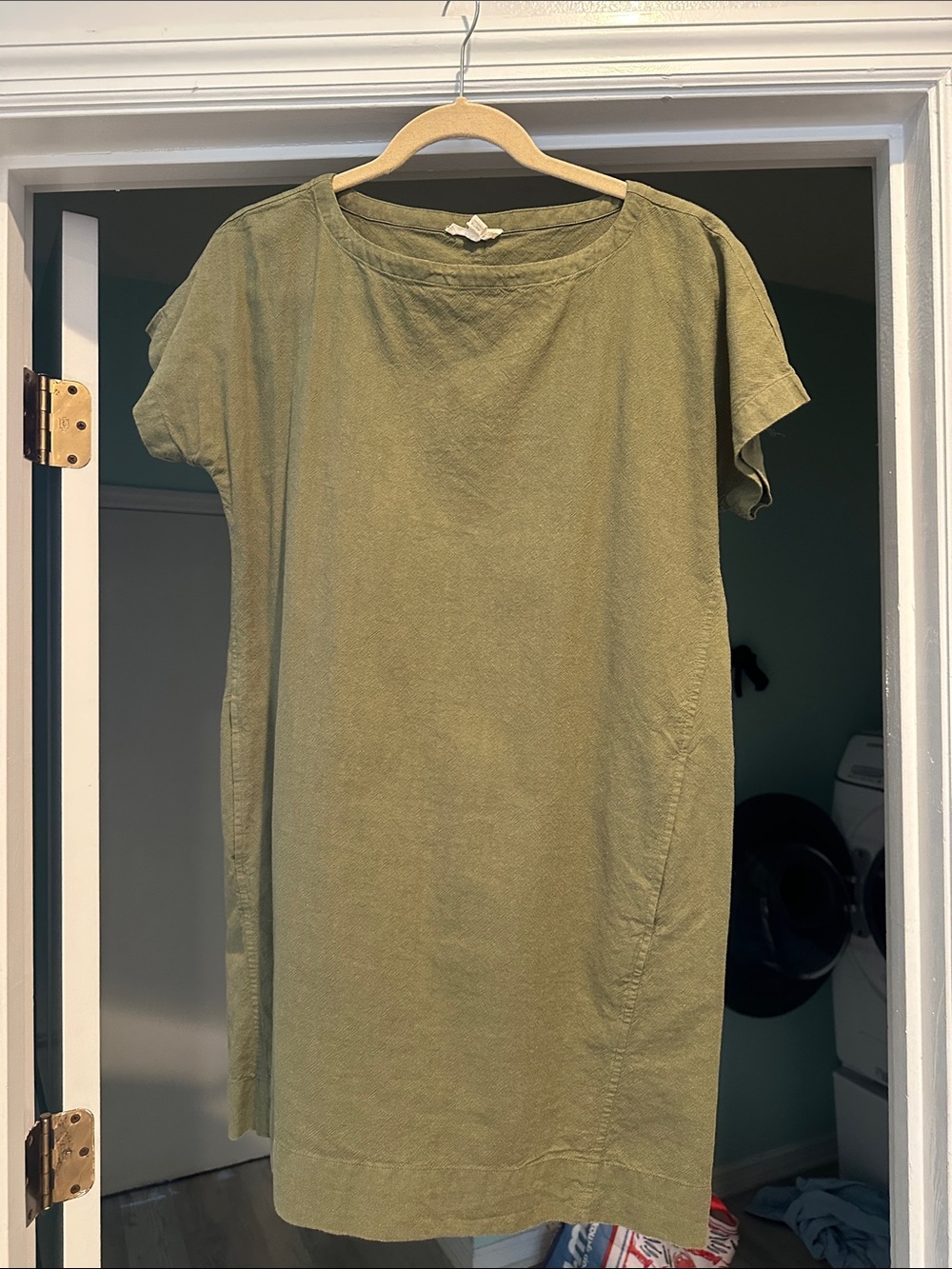 Eileen Fisher Olive Green Short-Sleeve Mini Dress